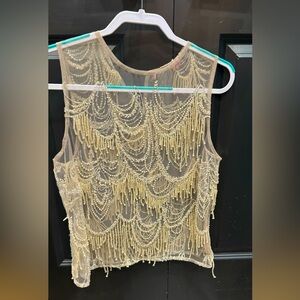 Anthropologie Sheer Beaded Blouse